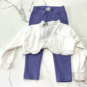 George | Embroidered Girls White Cardigan Knit Crop Sweater 24 Months